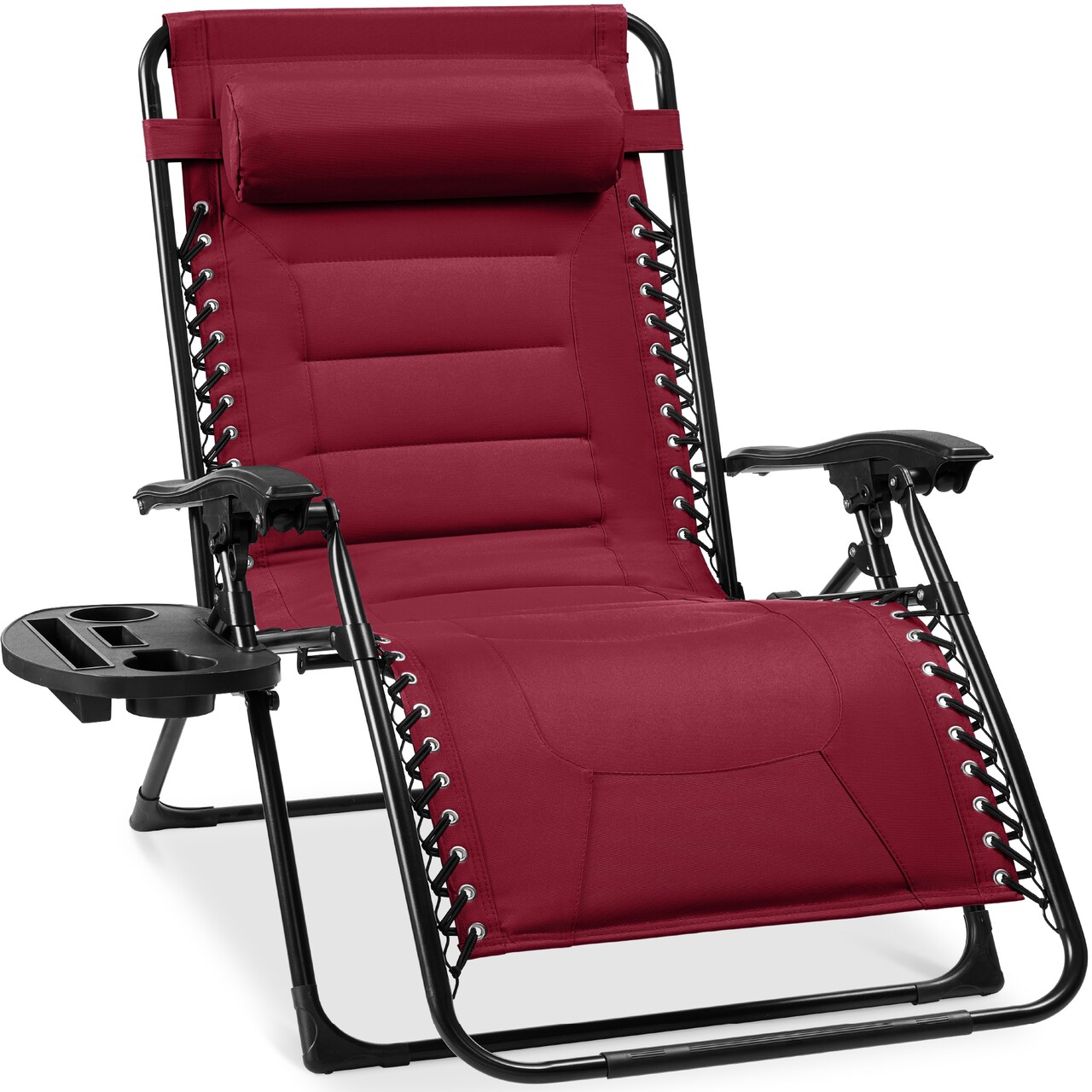 Best Choice Products Oversized Padded Zero Gravity Chair, Folding Outdoor Patio Recliner w/ Side Tray